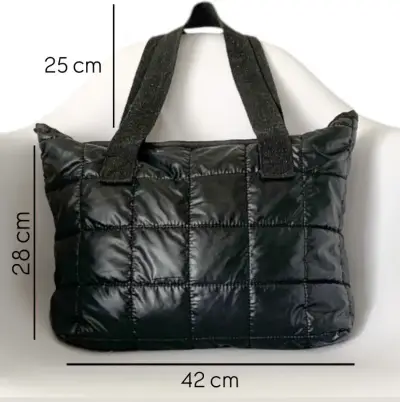Tote bag acolchada negro con asas resistentes - miniatura 2