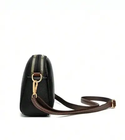 Cartera bandolera  negra con cierre dorado - miniatura 2