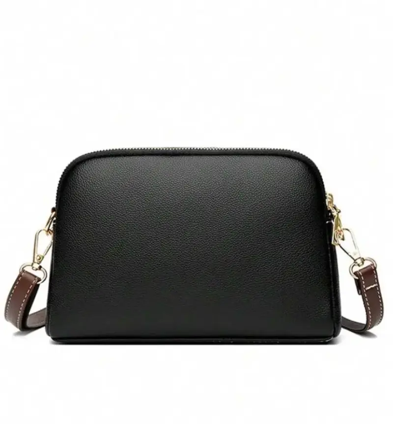 Cartera bandolera negra con cierre dorado - 3