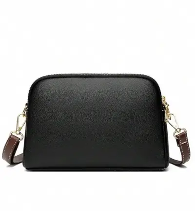 Cartera bandolera  negra con cierre dorado - miniatura 3
