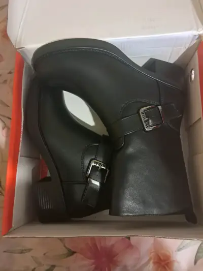 Botas negras de cuero Weide con hebilla - miniatura 1