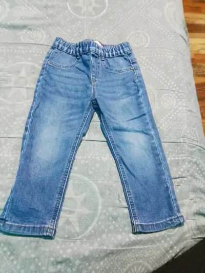 Jeans de niño azul con cintura elástica - miniatura 1