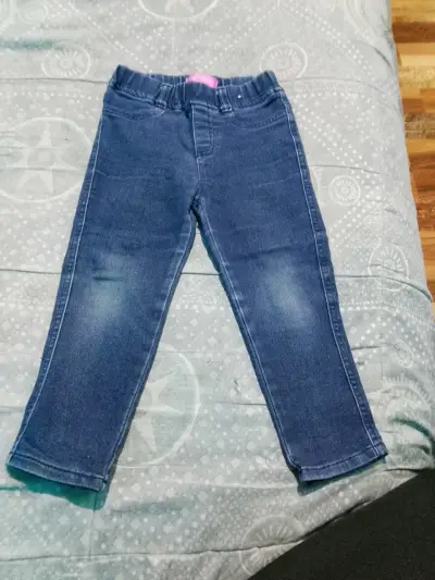 Jeans azul para niña con cintura elástica - miniatura 1