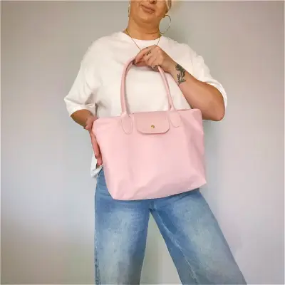 Bolso tote rosa claro elegante y espacioso - miniatura 4