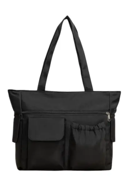 Tote bag negro con múltiples bolsillos - miniatura 1