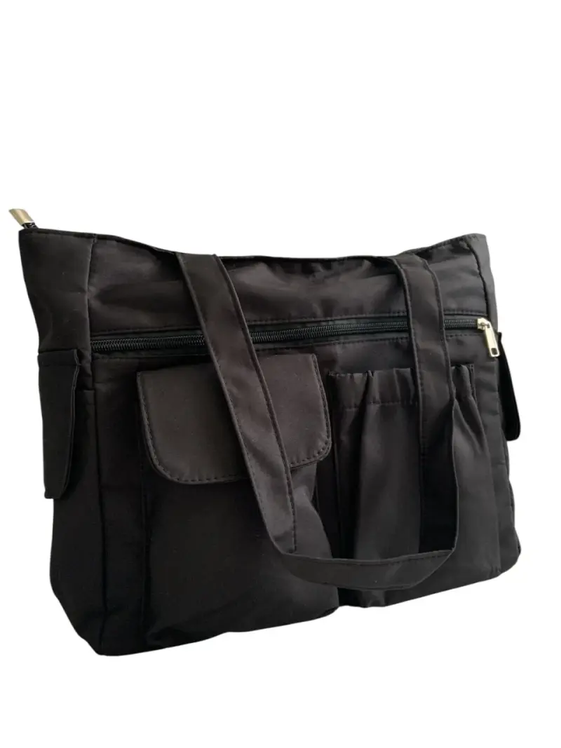 Tote bag negro con múltiples bolsillos - 2