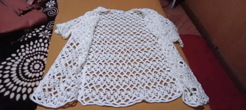 Chaleco tejido blanco de malla para mujer - 2