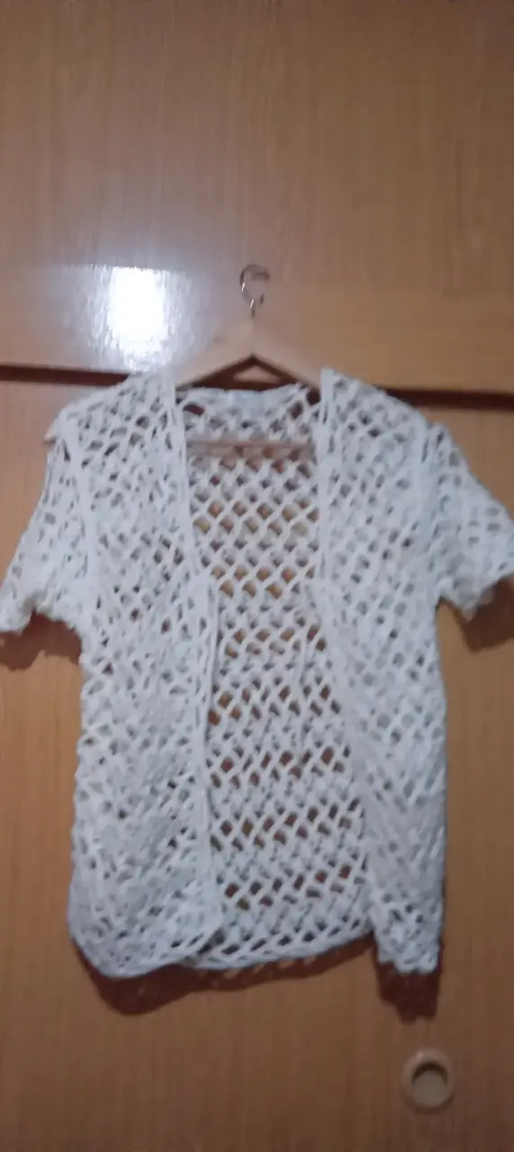 Chaleco tejido blanco de malla para mujer - 3