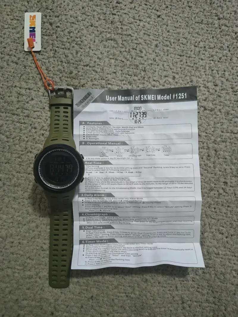 Reloj digital deportivo Skmei verde militar - 2