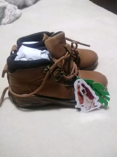 Botines de cuero marrón para niños Hush Puppies - miniatura 1