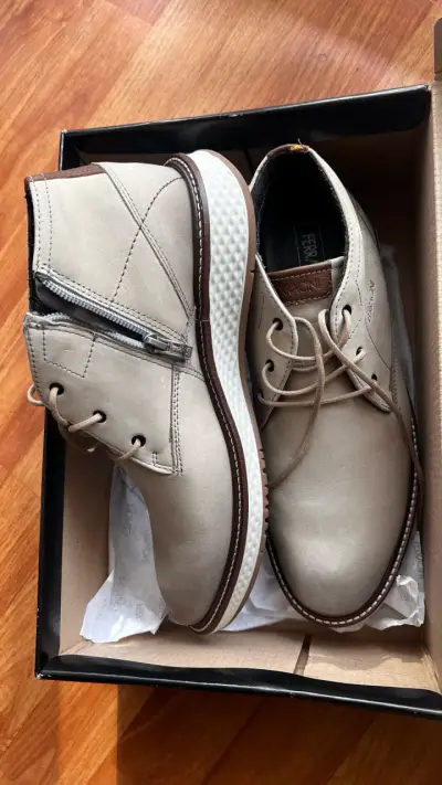 Botines Ferracini 24h beige con cierre lateral - miniatura 1