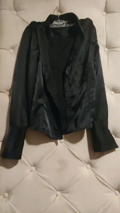 Blusa negra elegante Fouche talla 40 - miniatura 3