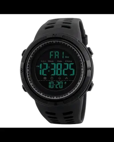 Reloj digital deportivo negro resistente al agua - miniatura 1
