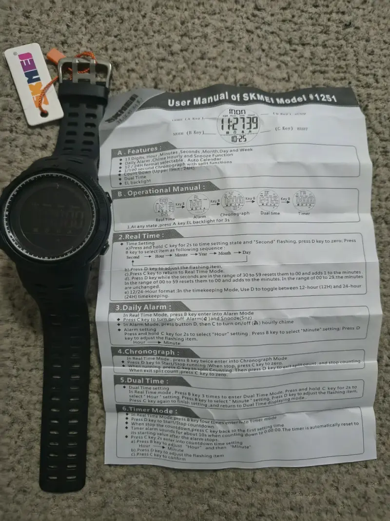 Reloj digital deportivo negro resistente al agua - 2