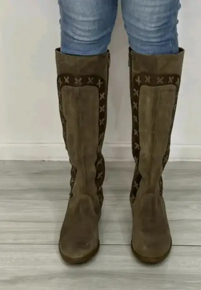 Botas altas de cuero  Born con diseño cruzado - miniatura 1
