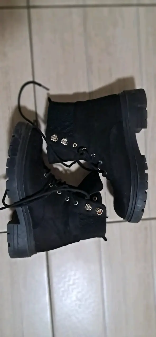 Botas negras de lona con suela gruesa - 3