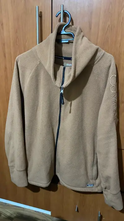 Chaqueta polar Calvin Klein beige con cierre - miniatura 1