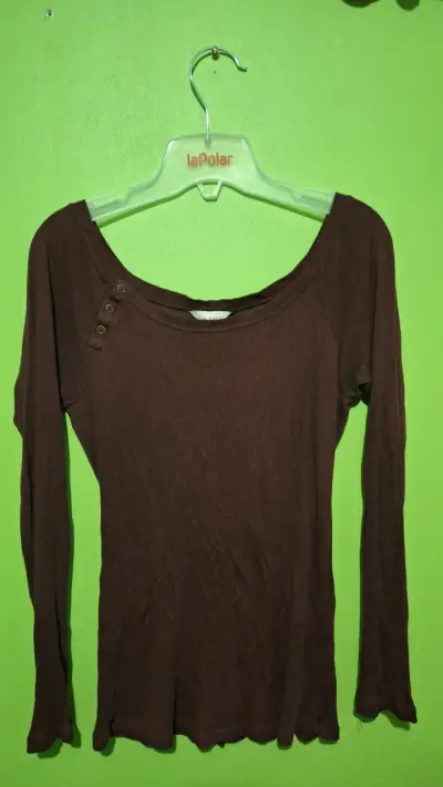 Polera manga larga marrón-fucsia - miniatura 1