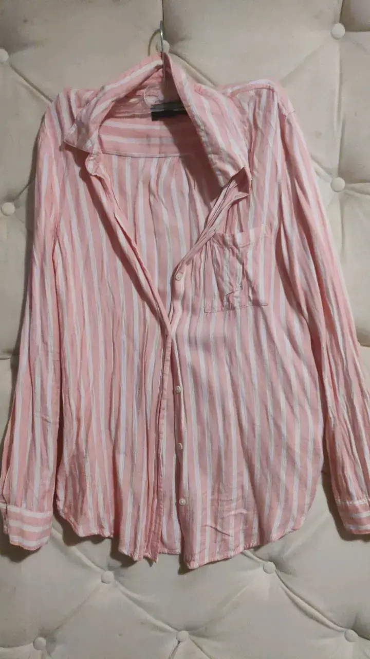 Camisa rayada rosa Banana Republic talla S - 3