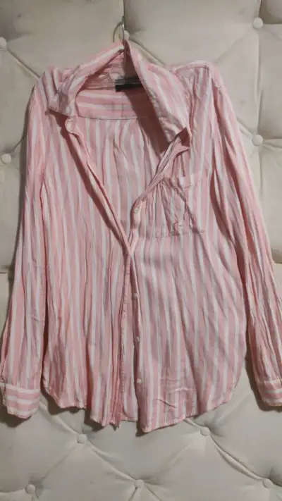 Camisa rayada rosa Banana Republic talla S - miniatura 3