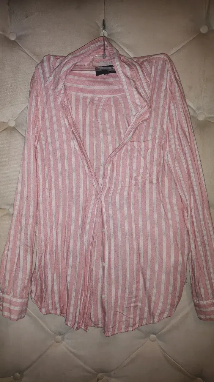 Camisa rayada rosa Banana Republic talla S - 4