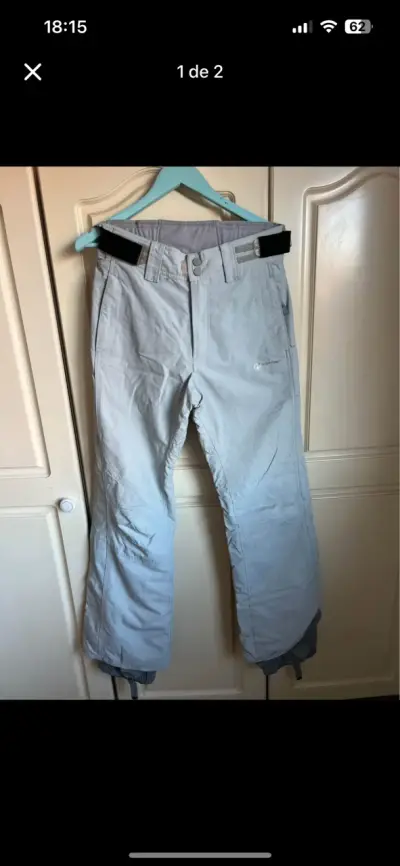 Pantalones de esquí gris claro para mujer - miniatura 1