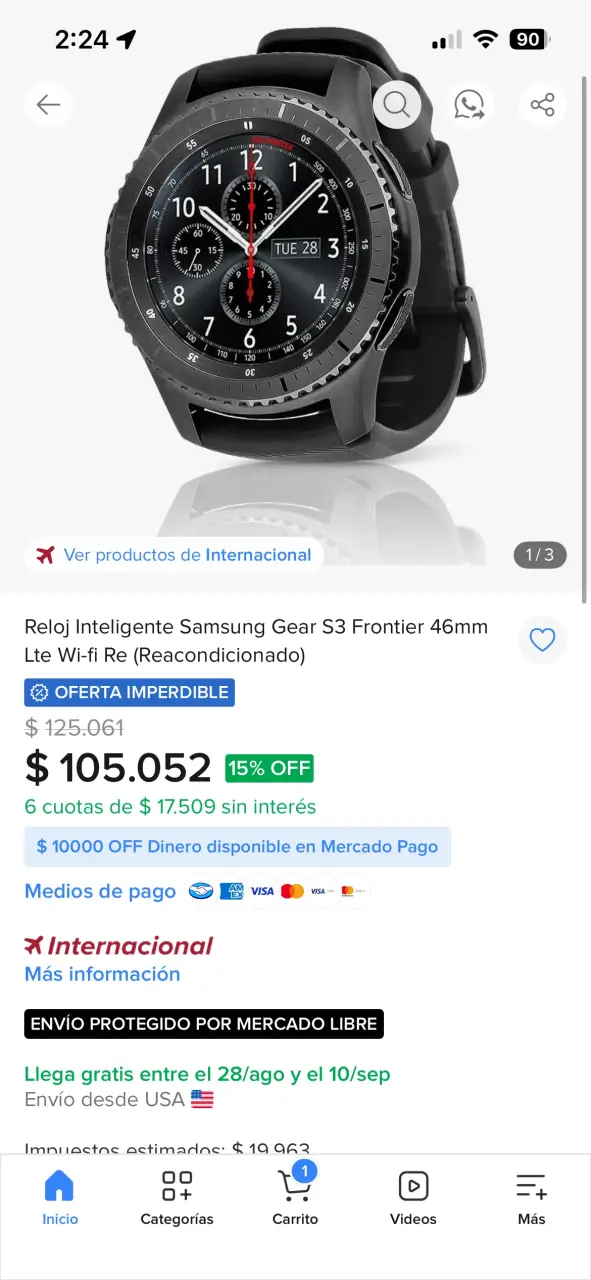 Smartwatch Samsung Gear S3 con cargador - 5
