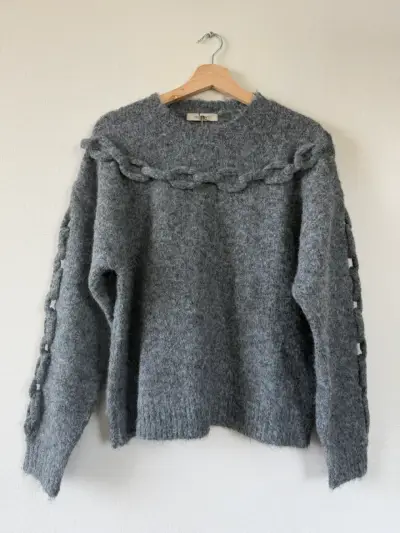 Suéter  gris con diseño trenzado viadonna - miniatura 1