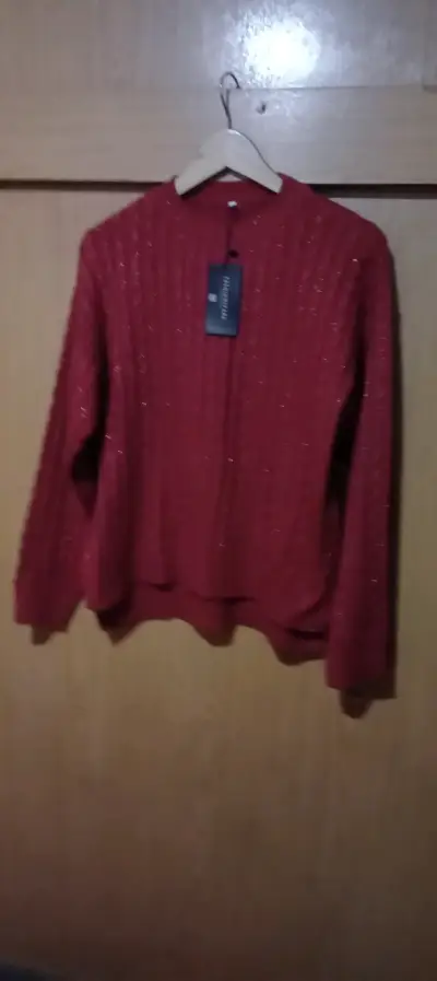 Suéter terracota con brillo para mujer - miniatura 1