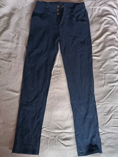 Pantalones ajustados de mezclilla azul oscuro - miniatura 2