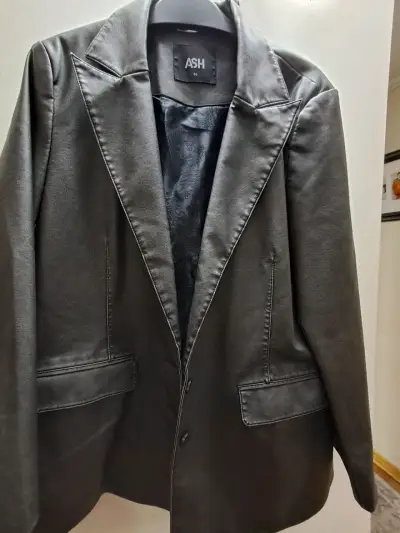 Blazer de cuero negro para mujer ASH - miniatura 1