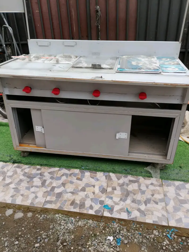 Carro de Comida Rápida con Plancha y Compartimentos - 3