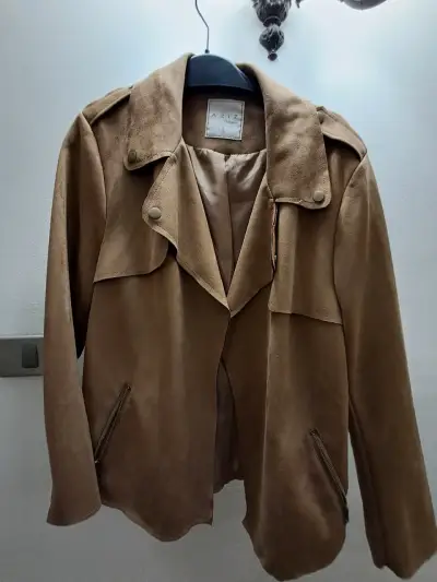 Chaqueta de gamuza marrón para mujer Aziz - miniatura 1