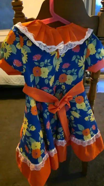 Vestido de huasa infantil floral colorido - miniatura 2