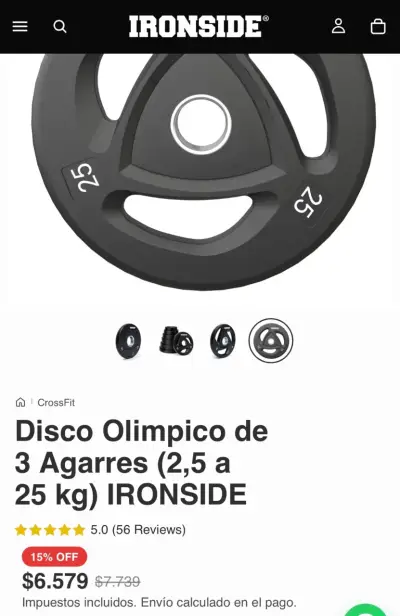 Set de 2 Discos de Pesas 2.5 kg Ironside - miniatura 2