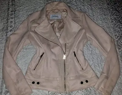 Chaqueta de cuero beige Nicopoly con cierre - miniatura 1