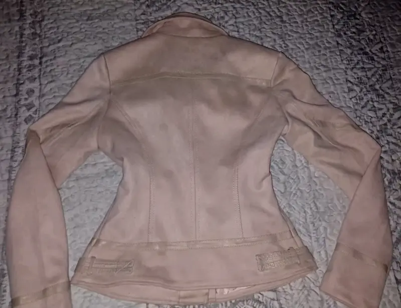Chaqueta de cuero beige Nicopoly con cierre - 2