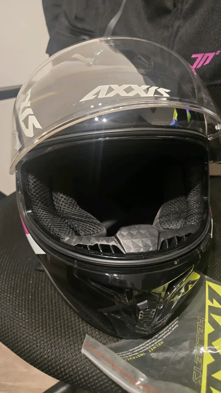 Casco de moto Axxis negro/rosa y Chaqueta - 2