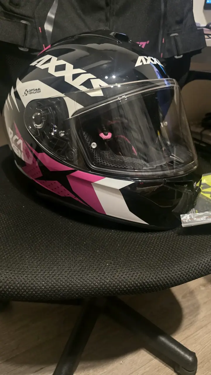 Casco de moto Axxis negro/rosa y Chaqueta - 3