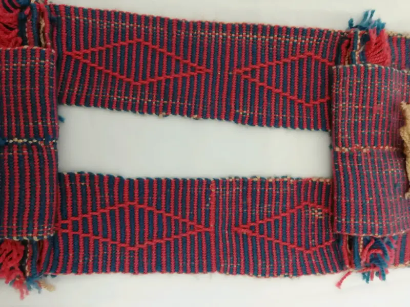 Alforja tejida en Telar Mapuche rojo y azul - 2
