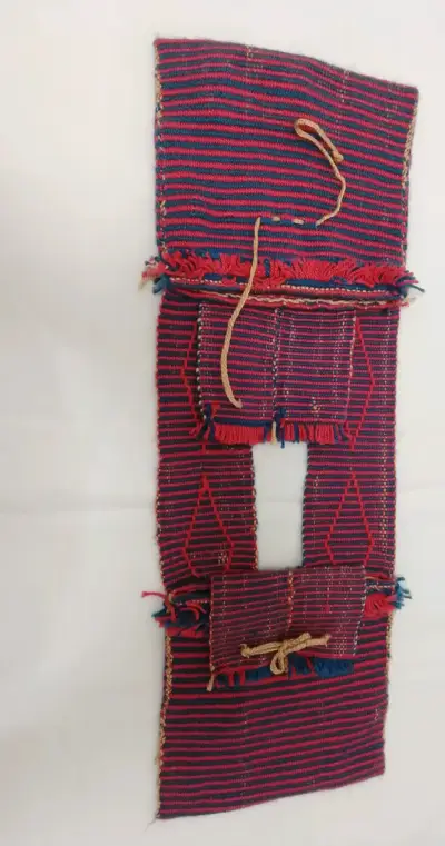Alforja tejida en Telar Mapuche rojo y azul - miniatura 3