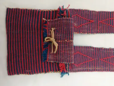 Alforja tejida en Telar Mapuche rojo y azul - miniatura 4