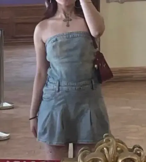 Vestido strapless de mezclilla para mujer - 1
