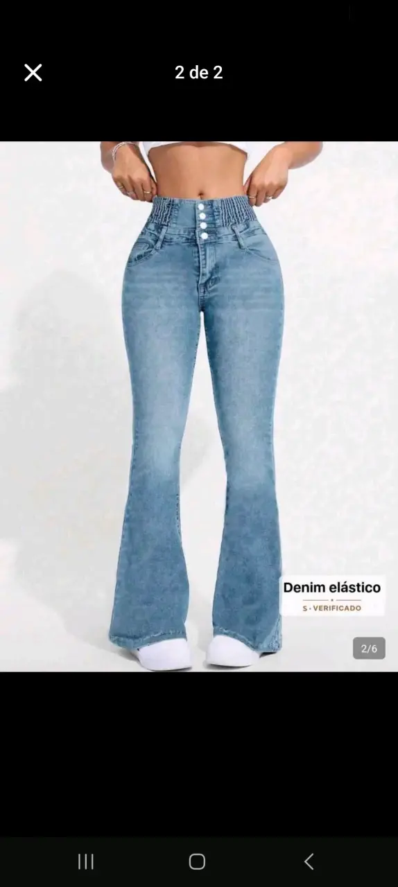 Jeans acampanados de mezclilla elástica para mujer - 1