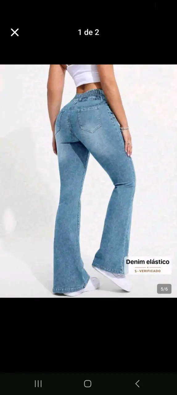 Jeans acampanados de mezclilla elástica para mujer - 2