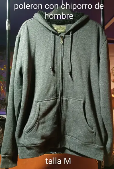Polerón con chiporro gris para hombre talla M - miniatura 3