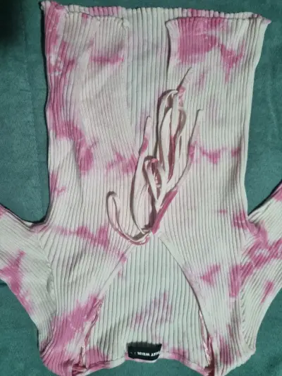 Polera manga larga tie-dye rosa y blanco - miniatura 2