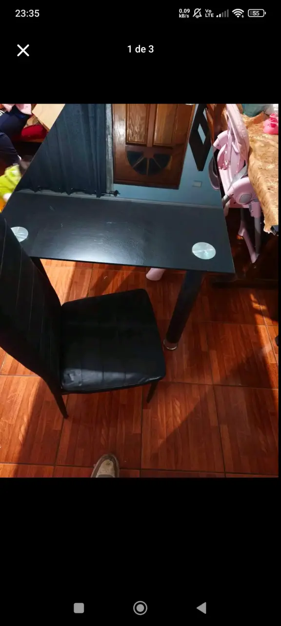 Mesa de vidrio negra moderna para comedor - 3