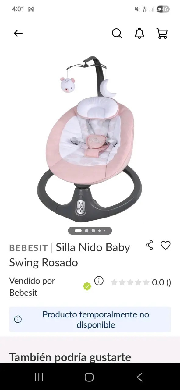 Silla mecedora para bebé Bebesit rosa - 3