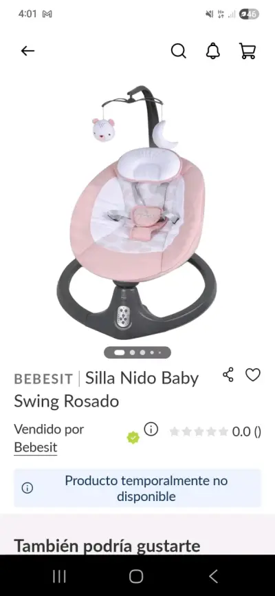 Silla mecedora para bebé Bebesit rosa - miniatura 3